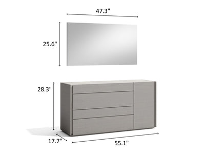 Sintra 55.1" Wide 4 Drawer 1 Door Dresser With Mirror