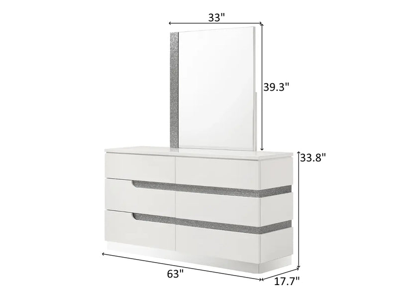 Smart B69 63" Wide 6 Drawer Dresser With Mirror