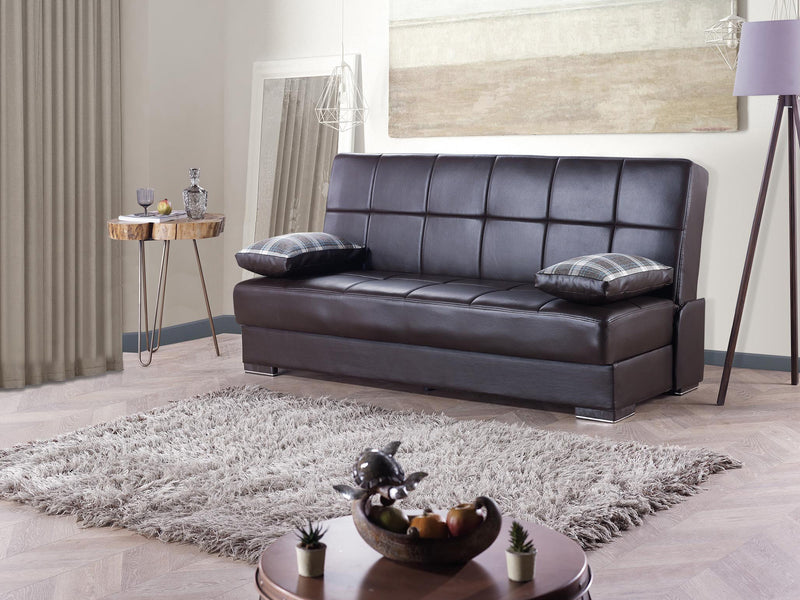 Soho 75" Wide Leather Convertible Loveseat