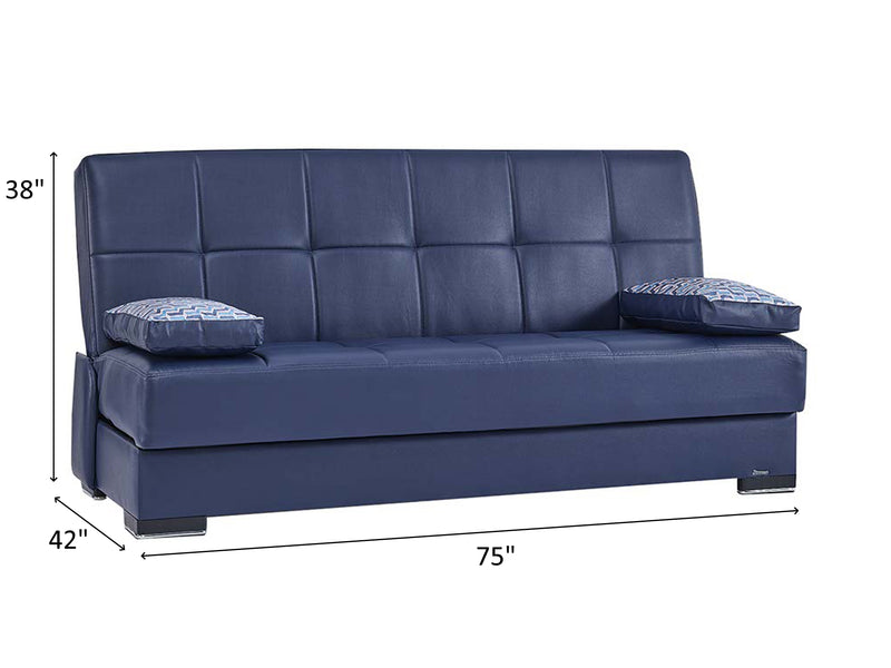 Soho 75" Wide Leather Convertible Loveseat