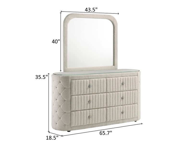 Sonya 65.7" Wide 6 Drawer Dresser With Mirror