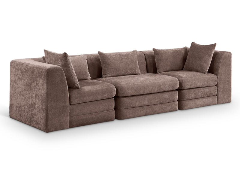 Stellar 114" Wide Chenille Fabric Upholstered Modular Sofa