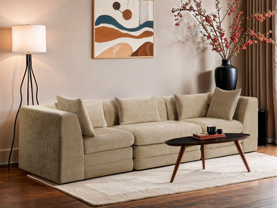 Stellar 114" Wide Chenille Fabric Upholstered Modular Sofa