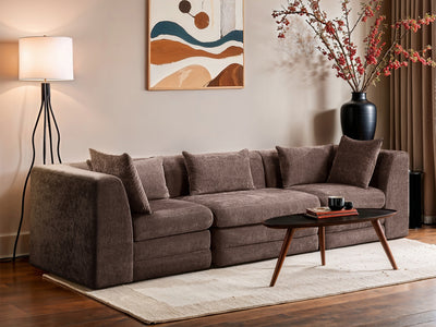 Stellar 114" Wide Chenille Fabric Upholstered Modular Sofa