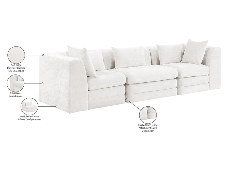 Stellar 114" Wide Chenille Fabric Upholstered Modular Sofa