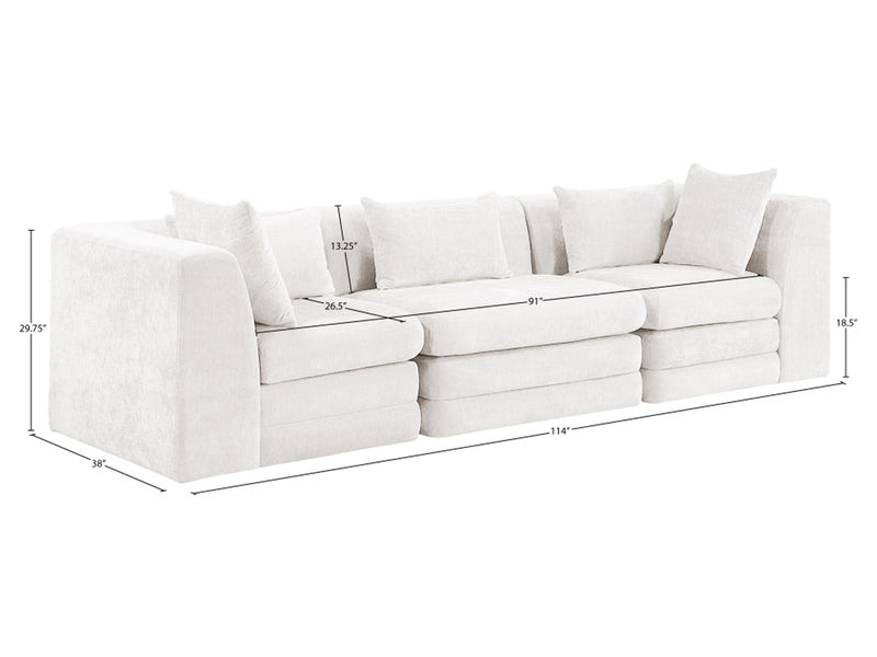Stellar 114" Wide Chenille Fabric Upholstered Modular Sofa
