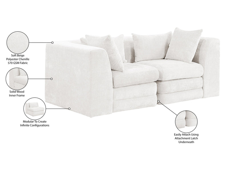 Stellar 76" Wide Chenille Fabric Upholstered Modular Loveseat