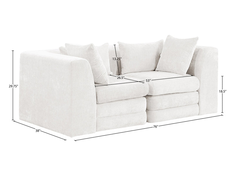 Stellar 76" Wide Chenille Fabric Upholstered Modular Loveseat