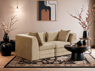 Stellar 76" Wide Chenille Fabric Upholstered Modular Loveseat