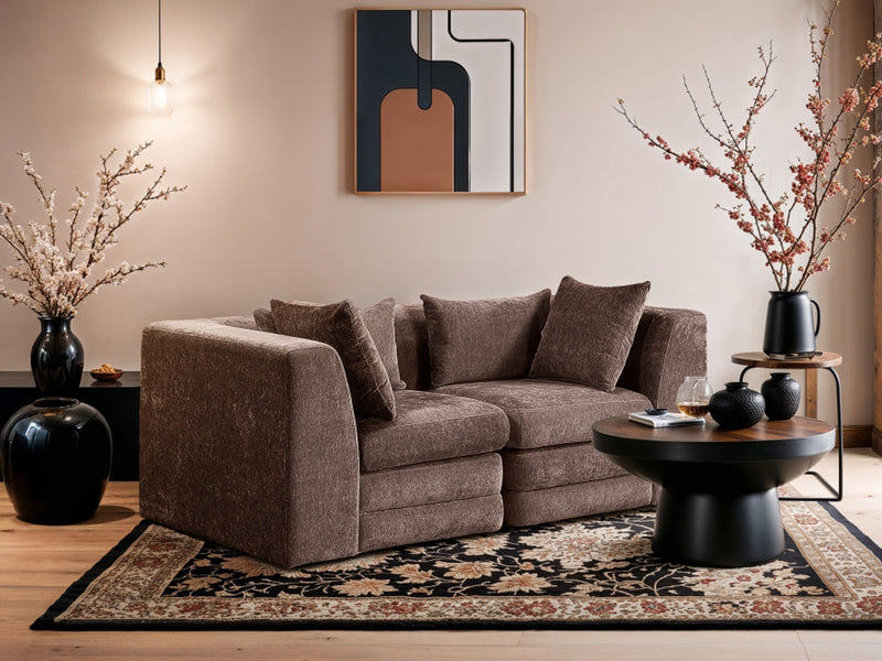 Stellar 76" Wide Chenille Fabric Upholstered Modular Loveseat