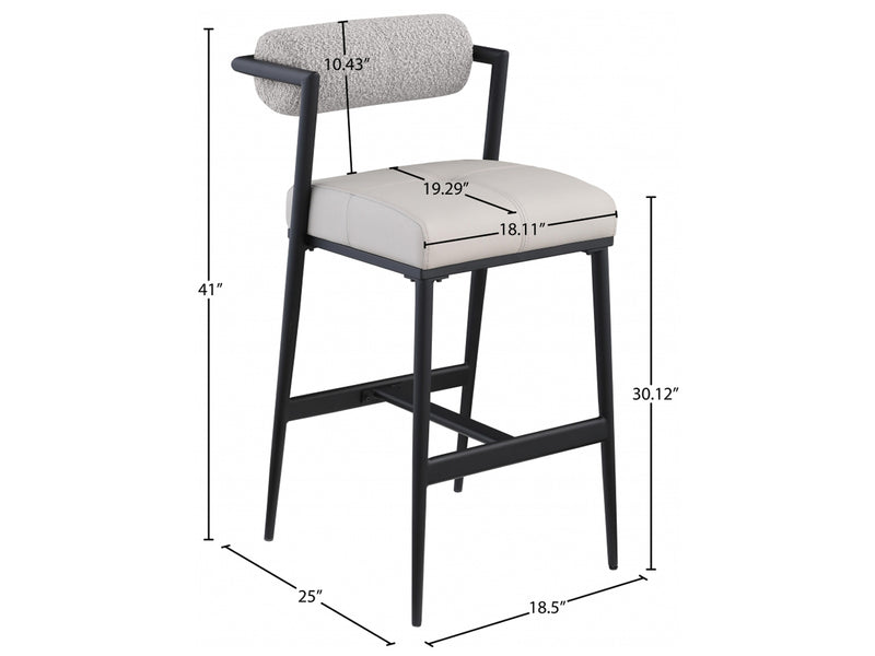 Stryker Boucle & Leather Bar Stool (Set of 2)