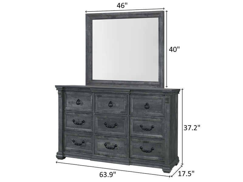 Tatum 63.9" Wide 9 Drawer Dresser With Mirror