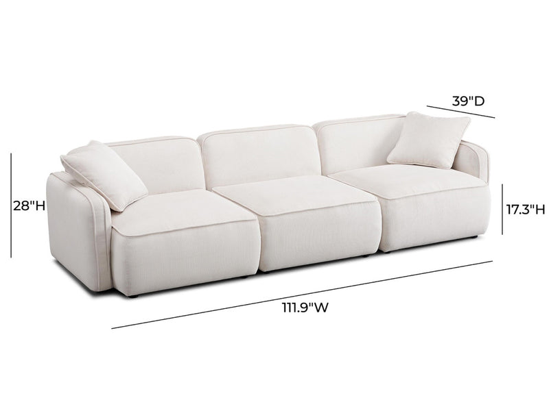 Travie 111.9" Wide Corduroy Velvet 4 Seater Sofa