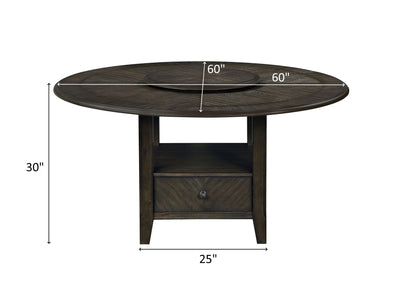 Twyla 60" Wide Round Wood Dining Table With Drawer
