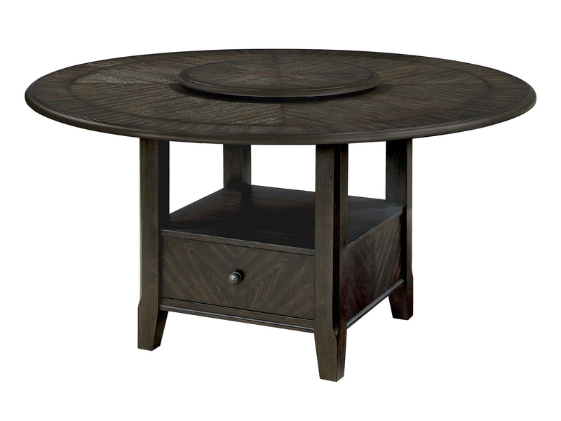 Twyla 60" Wide Round Wood Dining Table With Drawer