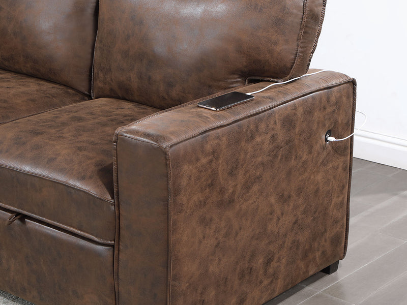 U0203 Convertible Leather Sectional