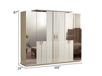 Valence 102" Wide 6 Door Wardrobe