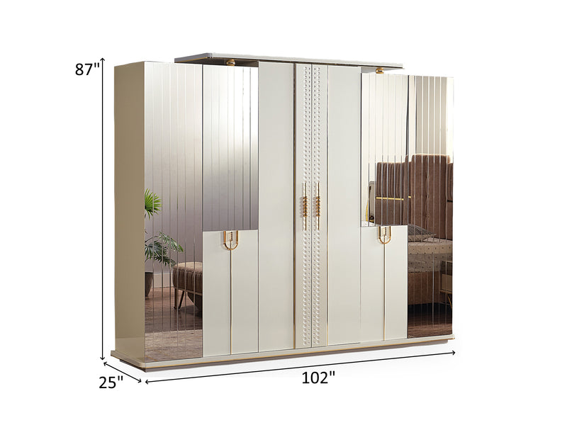 Valence 102" Wide 6 Door Wardrobe