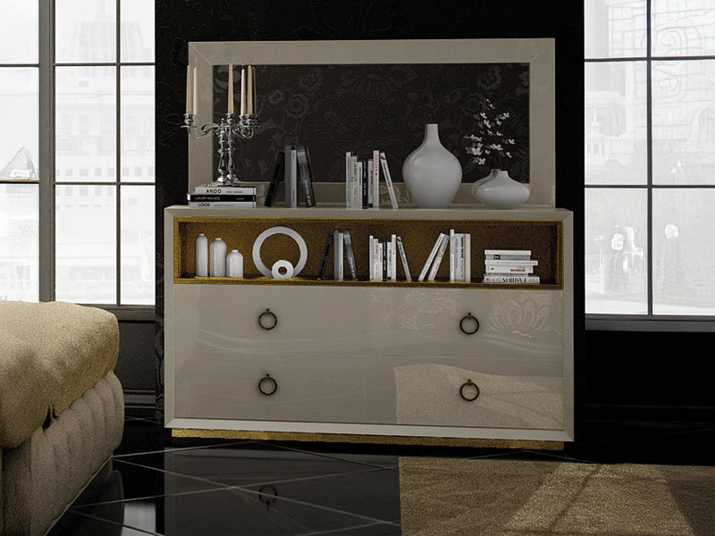 Velvet 62.9" Wide 4 Drawer Dresser With Mirror