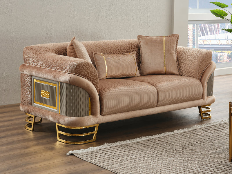Versace Gold 74.8" Wide Loveseat