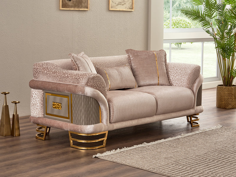 Versace Gold 74.8" Wide Loveseat