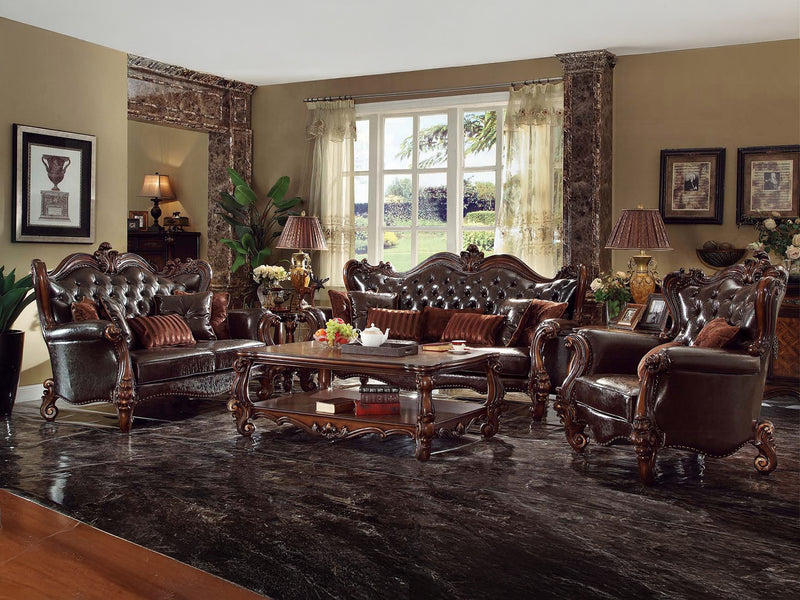 Versailles Tufted Traditional Leather Living Room Set