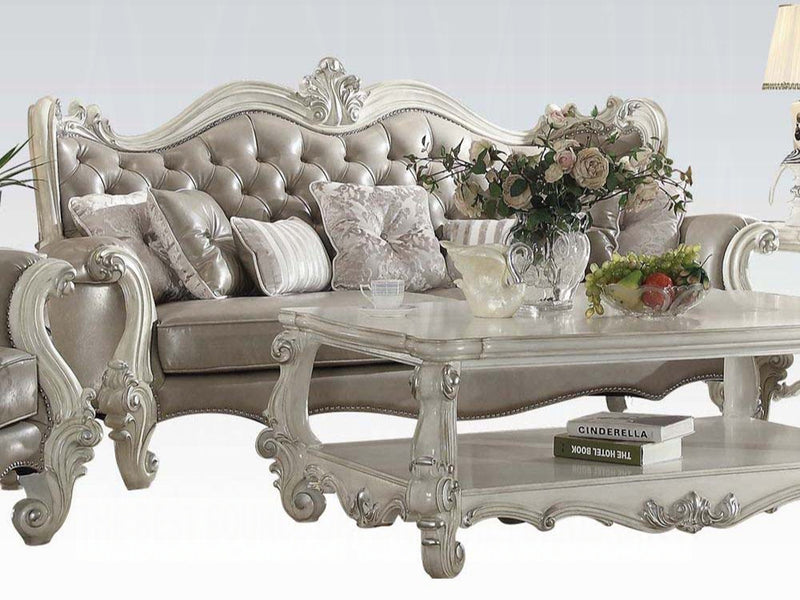 Versailles Tufted Traditional Leather Living Room Set