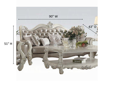 Versailles Tufted Traditional Leather Living Room Set