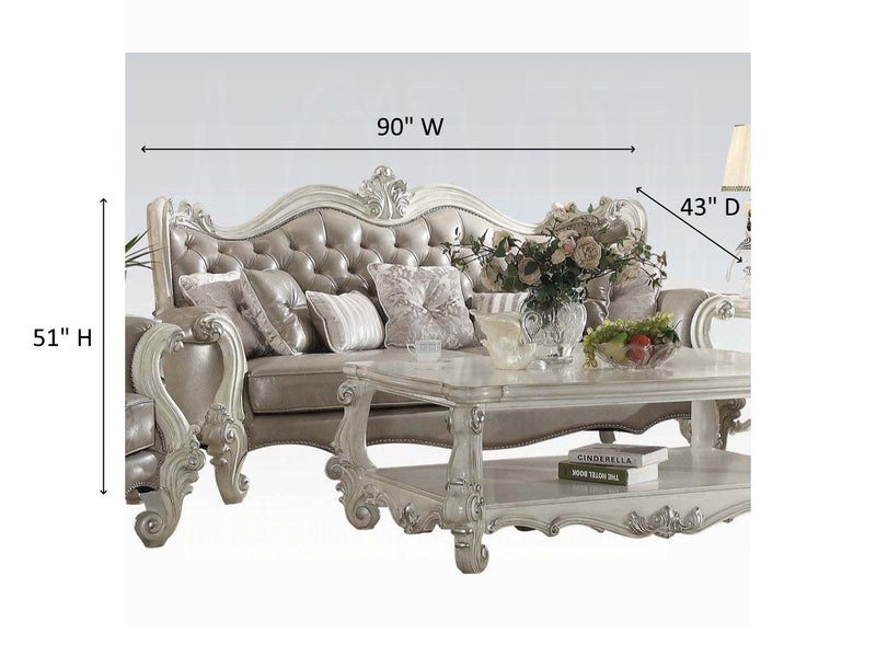 Versailles Tufted Traditional Leather Living Room Set