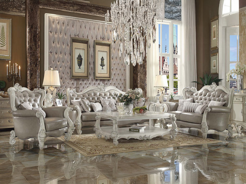 Versailles Tufted Traditional Leather Living Room Set