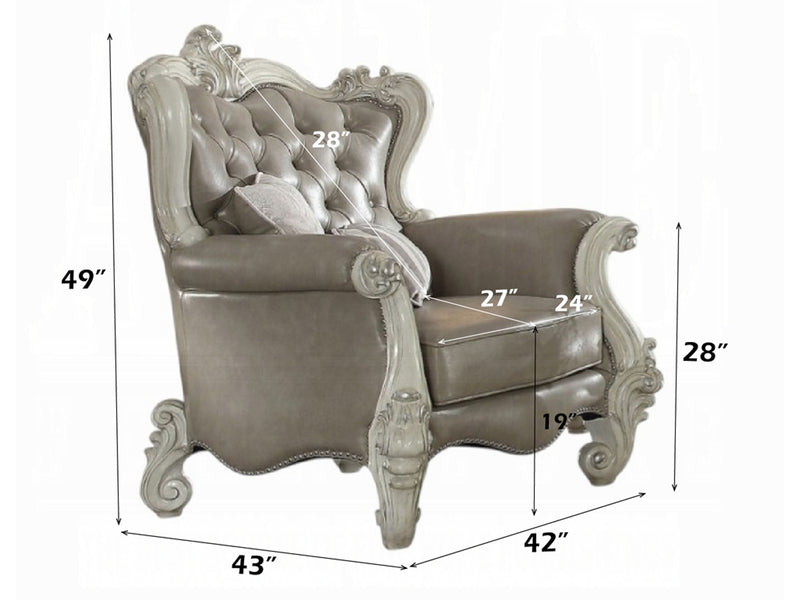 Versailles Tufted Traditional Leather Living Room Set