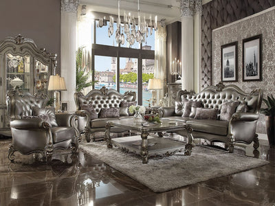 Versailles Tufted Traditional Leather Living Room Set