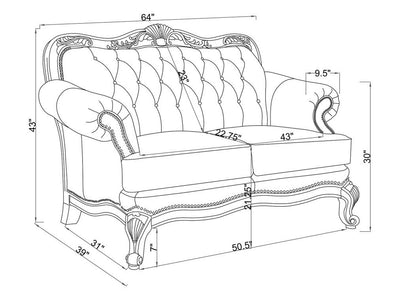 Victoria Coa 64" Wide Loveseat