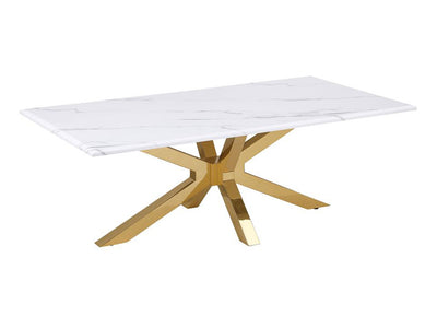 Visalia 51" Wide Faux Marble Top Stainless Steel Coffee Table