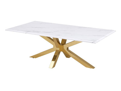 Visalia 51" Wide Faux Marble Top Stainless Steel Coffee Table