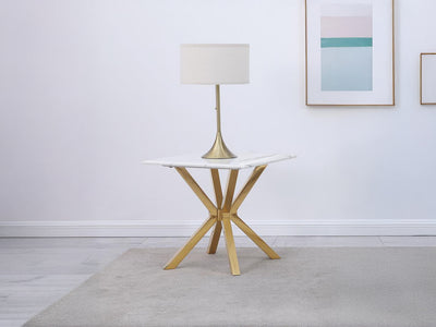 Visalia 23" Tall Faux Marble Top Stainless Steel End Table