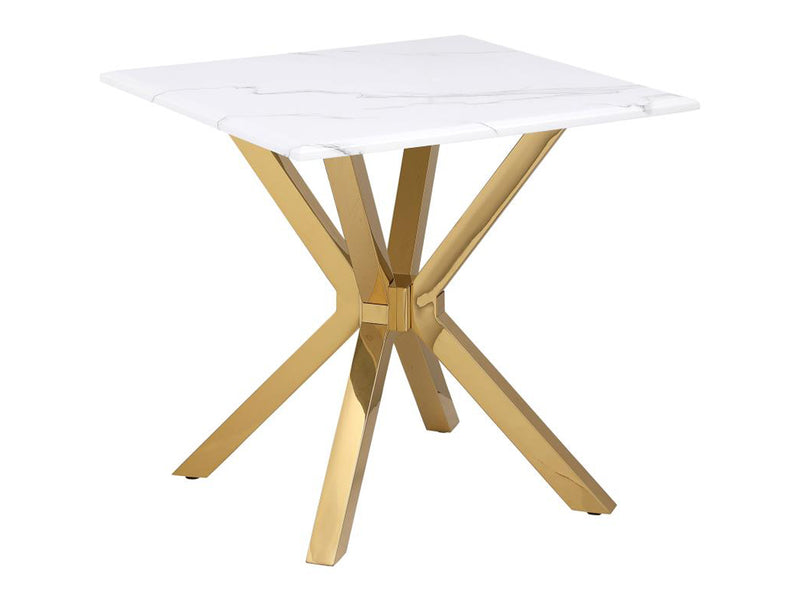 Visalia 23" Tall Faux Marble Top Stainless Steel End Table