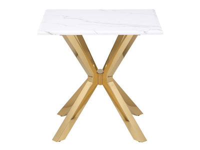 Visalia 23" Tall Faux Marble Top Stainless Steel End Table