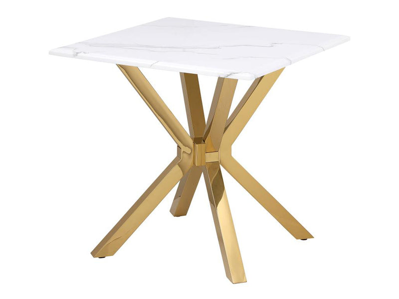 Visalia 23" Tall Faux Marble Top Stainless Steel End Table