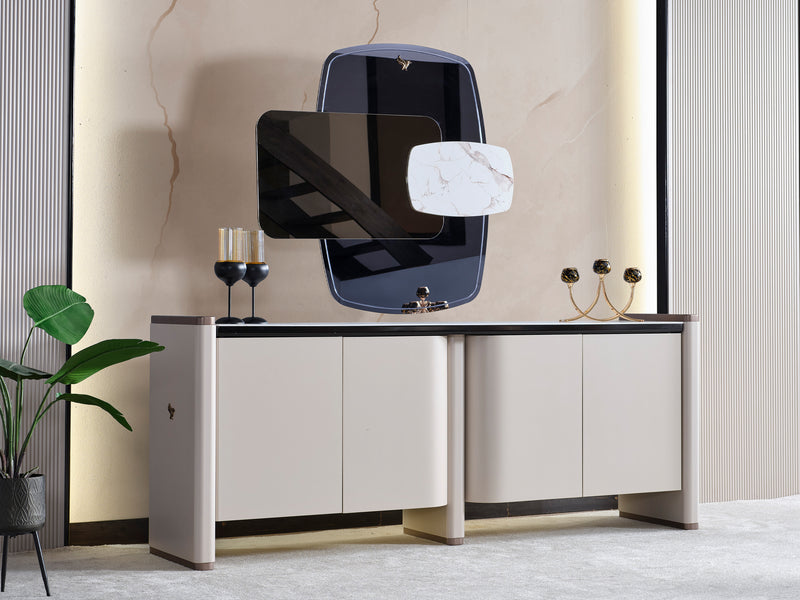 Voyance 88.5" Wide 4 Door Buffet With Mirror