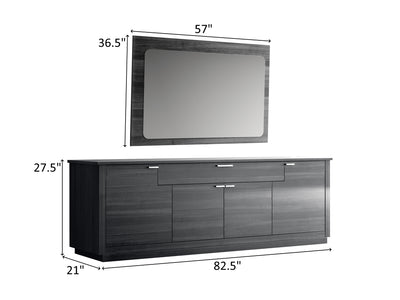 Vulcano 82.5" Wide 4 Door 1 Drawer Buffet With Mirror