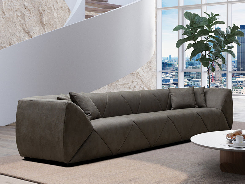 Quarry 120" Wide Nubuck Fabric 4 Seater Sofa