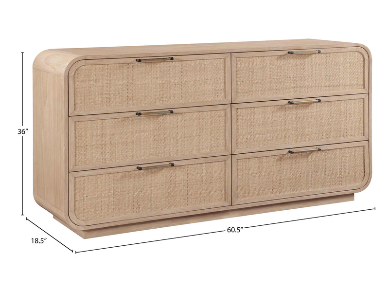 Windsor 60.5" Wide 6 Drawer Dresser With Mirror