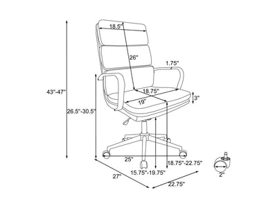 Ximena 22.7" Wide Upholstered Adjustable High Back Office Chair