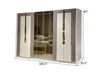 Zurich 105.5" Wide 6 Door Wardrobe