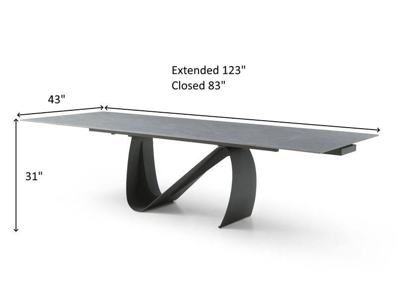 Stares 9087 123" / 83" Wide Extendable Marble Looking Dining Table