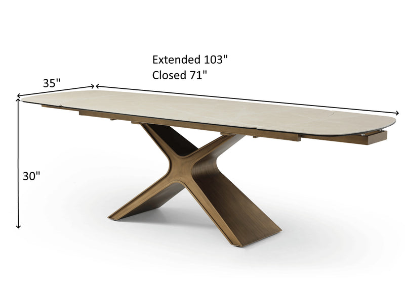 Stares 9368 103" / 71" Wide Extendable Marble Looking Dining Table
