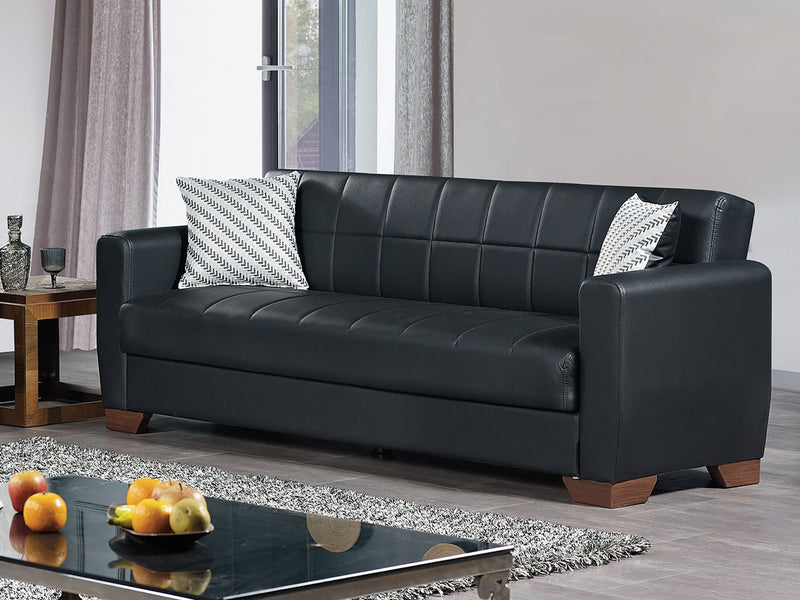 Barato Leather 83" Wide Convertible Sofa