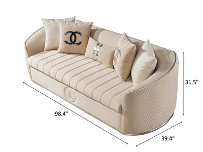 Channel 98.4" Wide Curved Arm Sofa