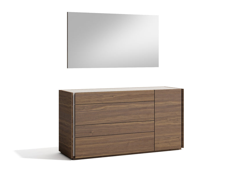 Faro 55.1" Wide 4 Drawer 1 Door Dresser With Mirror